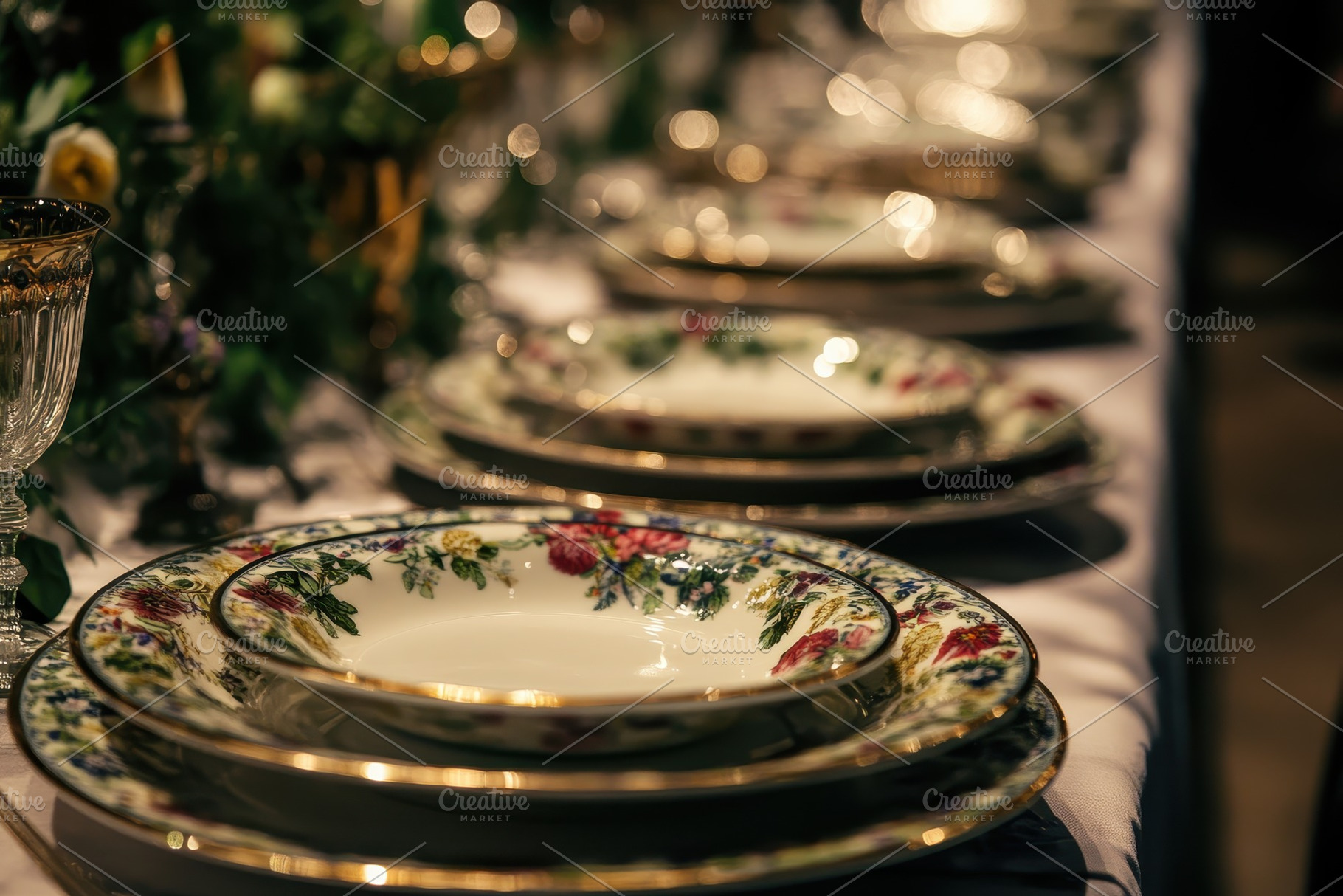 Elegant table setting with floral pl, a Photo by Iftikhar Alam