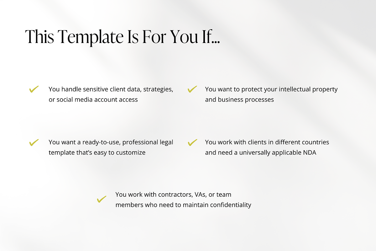 Non-Disclosure Agreement Template for Social Media Managers | Editable NDA for Freelancers preview 6