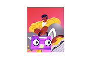 People listen to music set, posters, a Person Illustration by PaperTrident (Thumbnail 14 of 14)