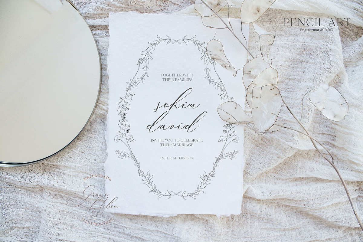 PENCIL ART- Floral line collection, an Illustration by Grace Noboa Illustrations (Photo 5 of 12)