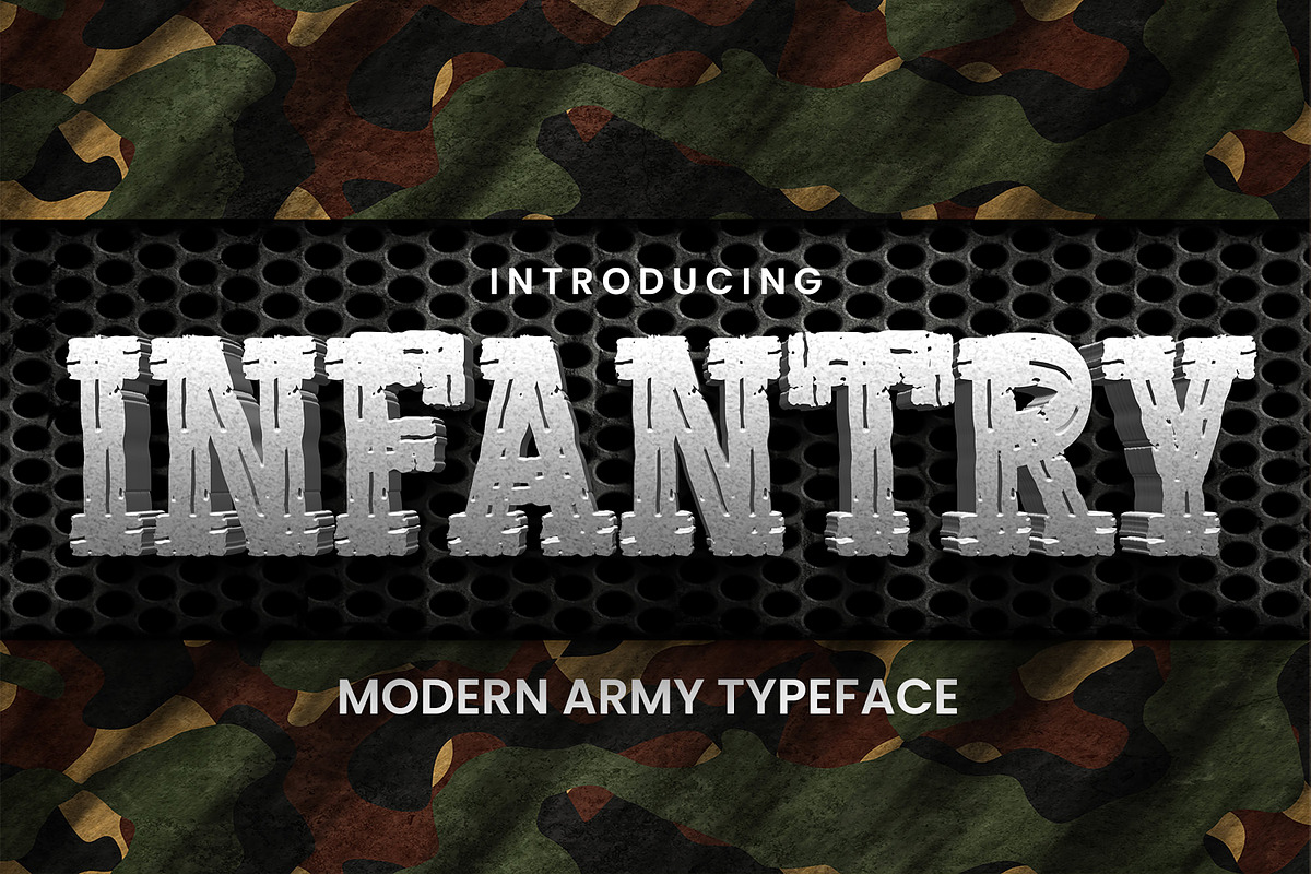 INFANTRY - Modern Army Typeface, a Serif Font by Gassstype (Photo 1 of 8)