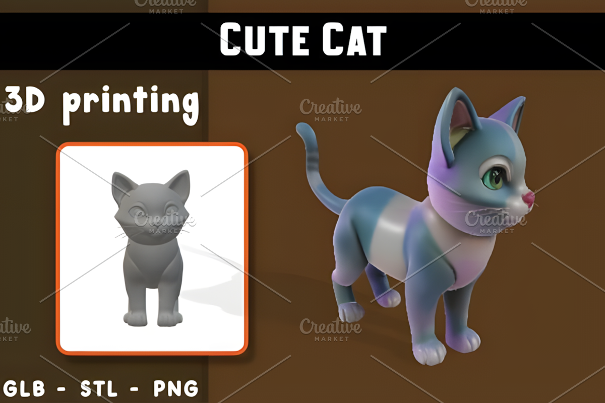 Cute Cat 3D Model, an Animal 3D Model by Ink Gallery (Photo 1 of 3)