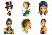 Mardi Gras Cute Girl Clipart, an Illustration by Black Bird Studio (Thumbnail 6 of 6)