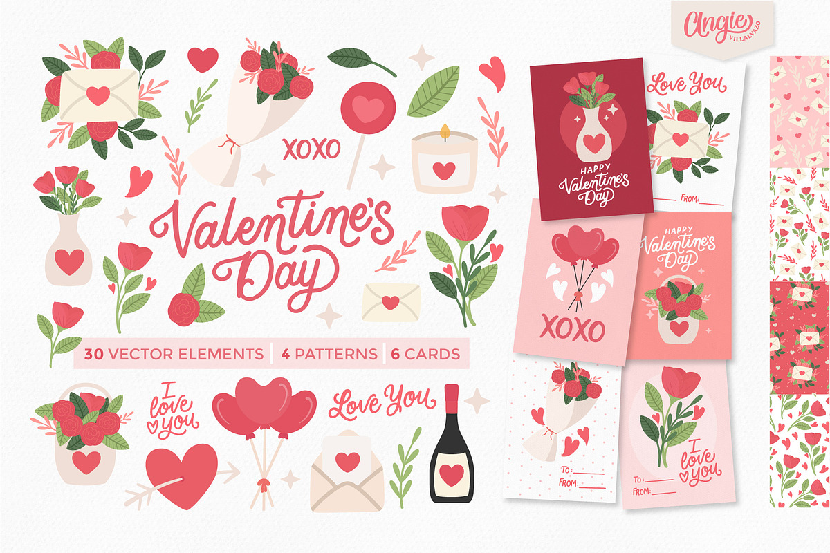 Valentine's Day Vector Collection, an Illustration by Angie Villalvazo (Photo 1 of 4)
