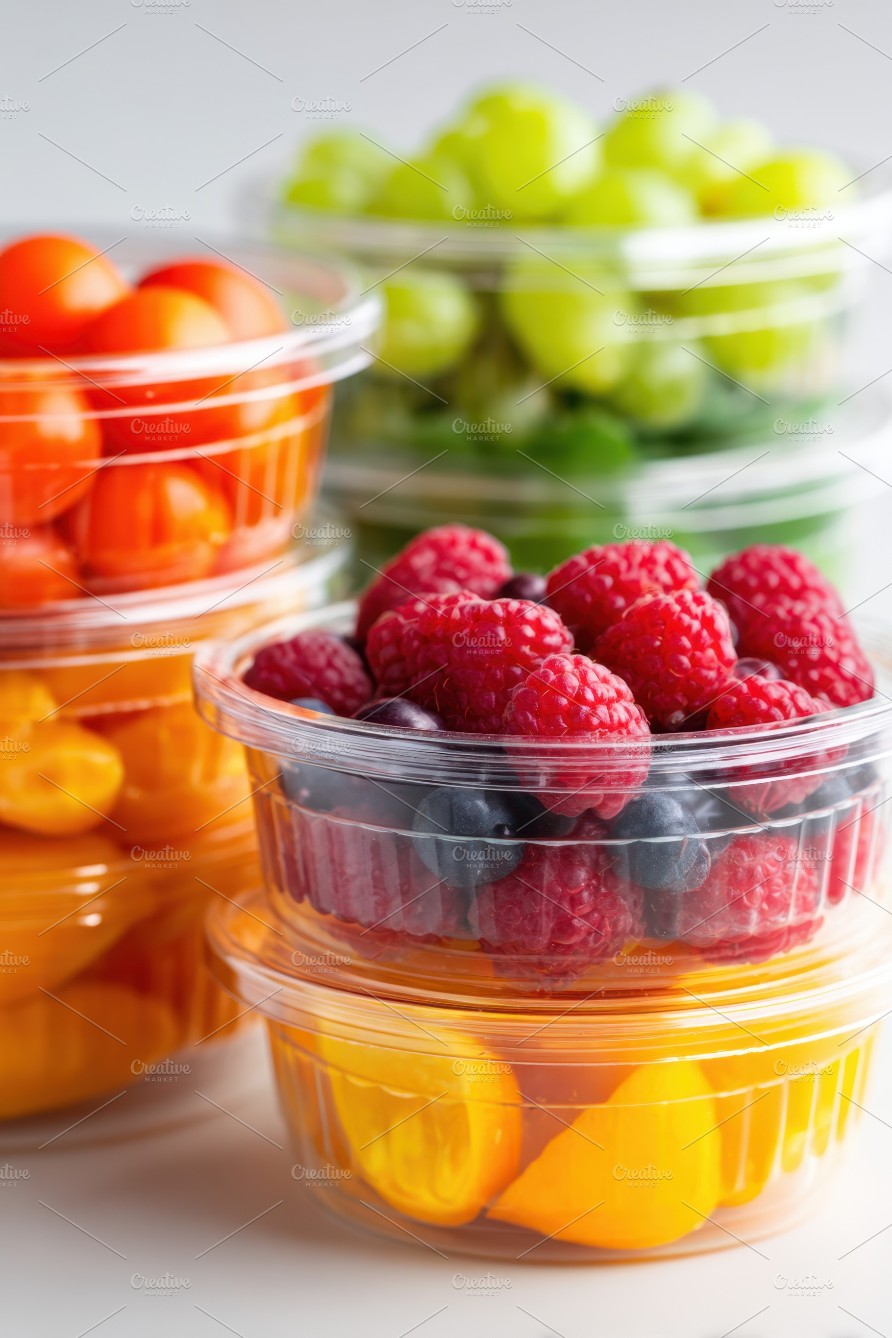 Colorful ripe berries in containers, a Food & Drink Photo by AlyaAnd