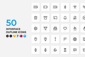 50 Interface Outline Icons