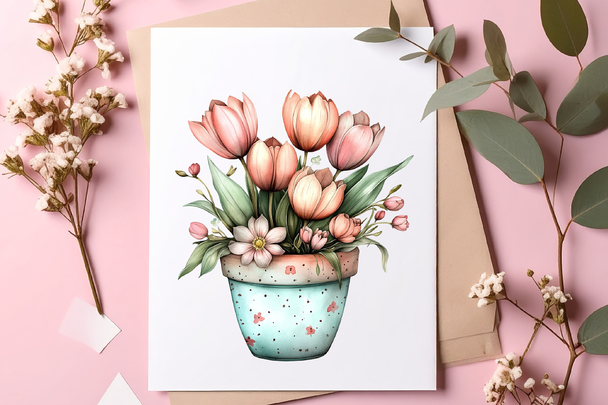 Whimsical Spring Flower pot Clipart, an Illustration by SinaCreation (Photo 2 of 11)