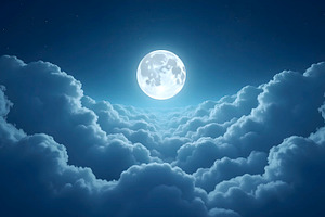 Serene Moonlight Clouds Night Sky At, a Photo by LOGOCREATIVE