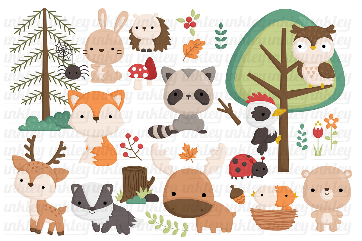 Wild Animals Jungle Clipart, an Animal Illustration by Inkley Studio