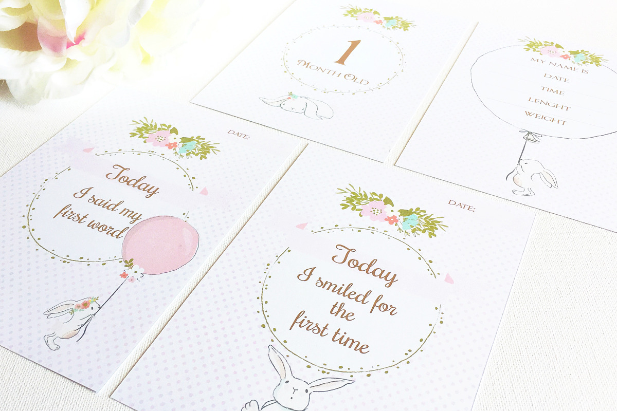 Bunny Baby Milestone and Month cards, a Card Template by ThePaperOwl (Photo 1 of 4)