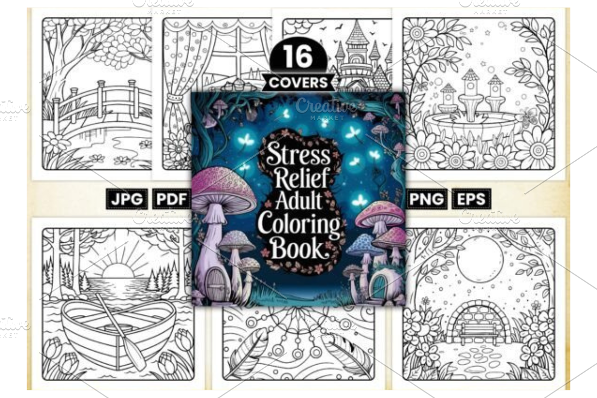 Stress Relief Adult Coloring Book, a Decorative Illustration by Design Station (Photo 3 of 4)