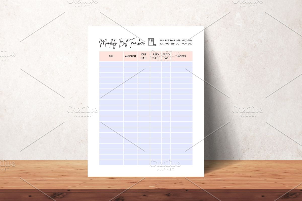 Monthly Bill Tracker, a Print Template by HillTract (Photo 1 of 5)
