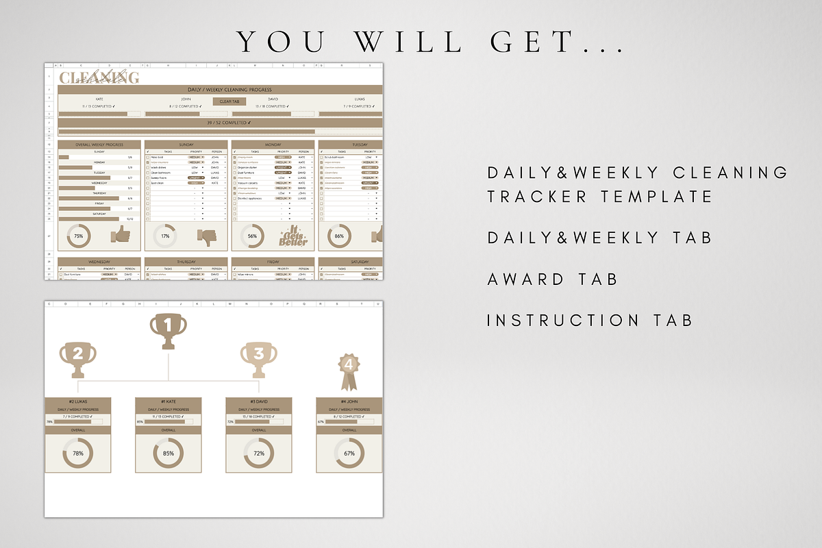 Cleaning Tracker Google Sheets 2024, a Templates & Theme by BRANDcontent