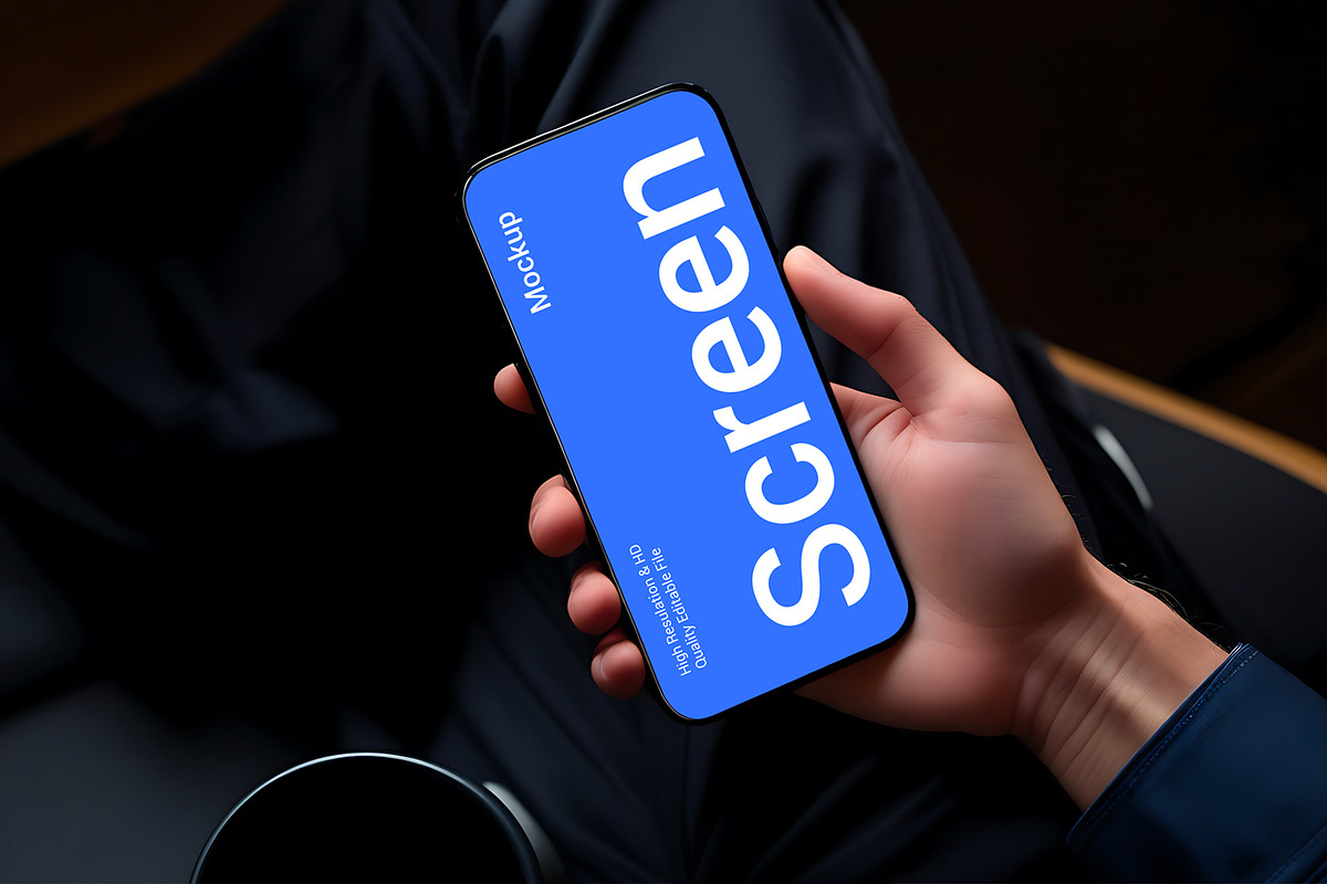 Hand Holding Smartphone Screen Mock, a Product Mockup by graphypix (Photo 1 of 4)