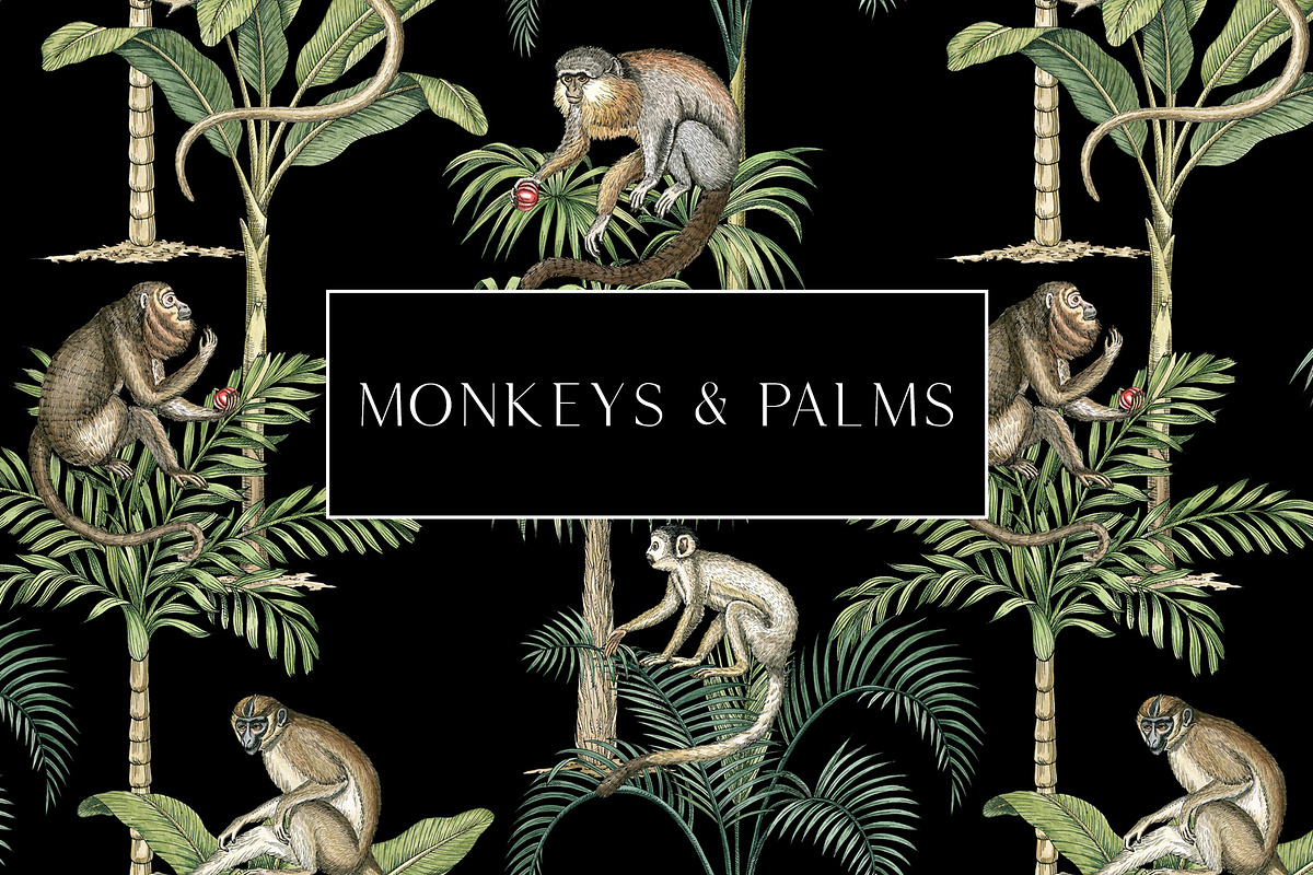 Monkeys and palms, a Pattern Graphic by Anyuka (Photo 1 of 12)