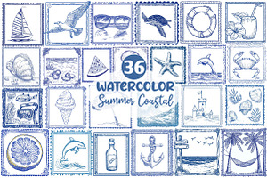 Summer Coastal Sublimation Clipart, an Illustration by Dream Creation