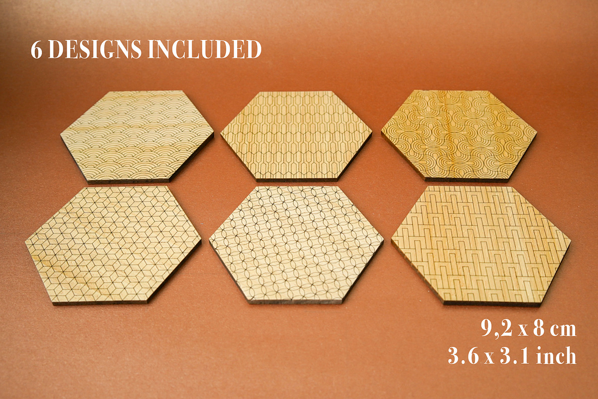 Coaster Deco Hexagon fot Laser Cut., an Object Graphic by MaramadeLaser (Photo 5 of 5)