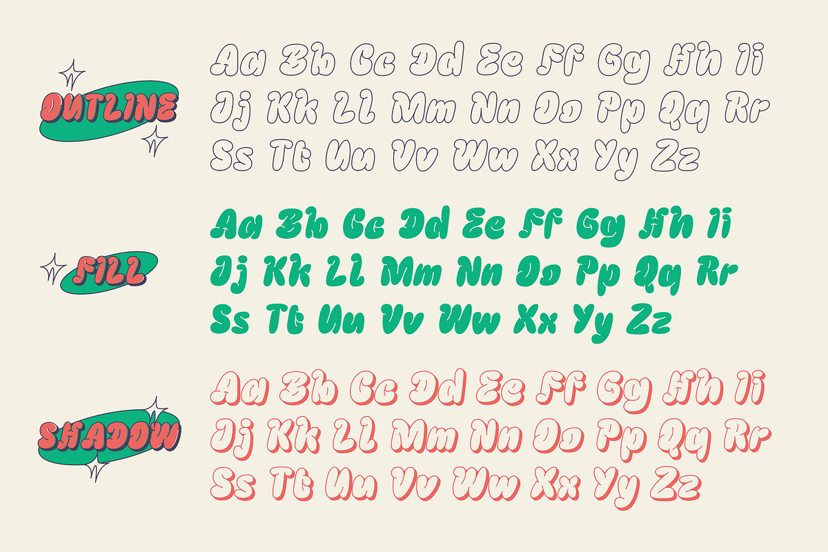 Gudey – Funky Layered Font, a Font by Tiptop Graphic (Photo 4 of 10)
