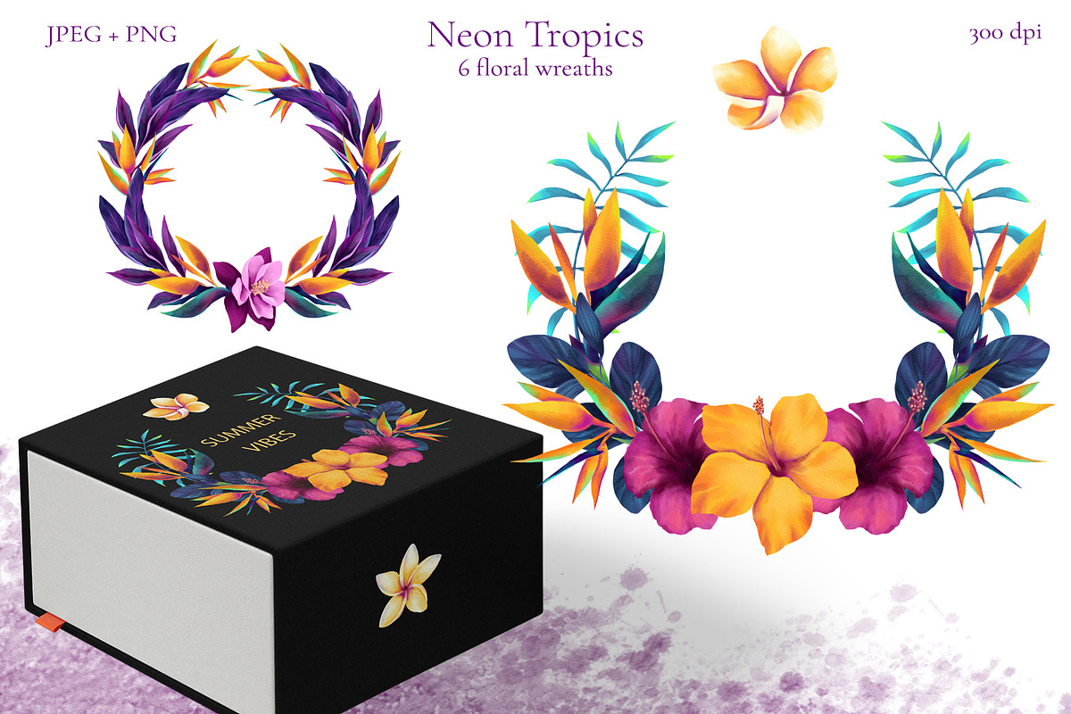 Neon Tropics watercolor, an Object Graphic by Salted Galaxy (Photo 6 of 16)