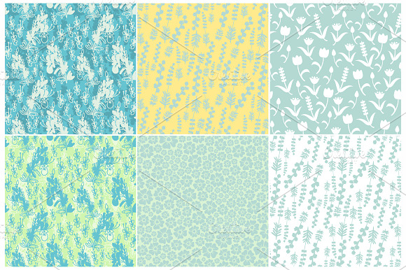 Seamless patterns with flowers preview 5