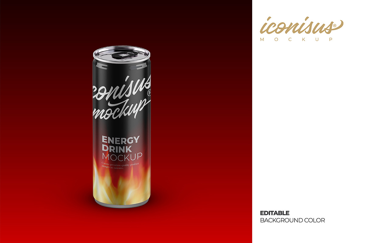 Energy Drink Mockup Template, a Packaging Mockup by iconisusmockup (Photo 3 of 3)
