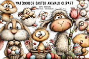 Watercolor Easter Animals clipart, an Illustration by CreationArt (Thumbnail 1 of 6)