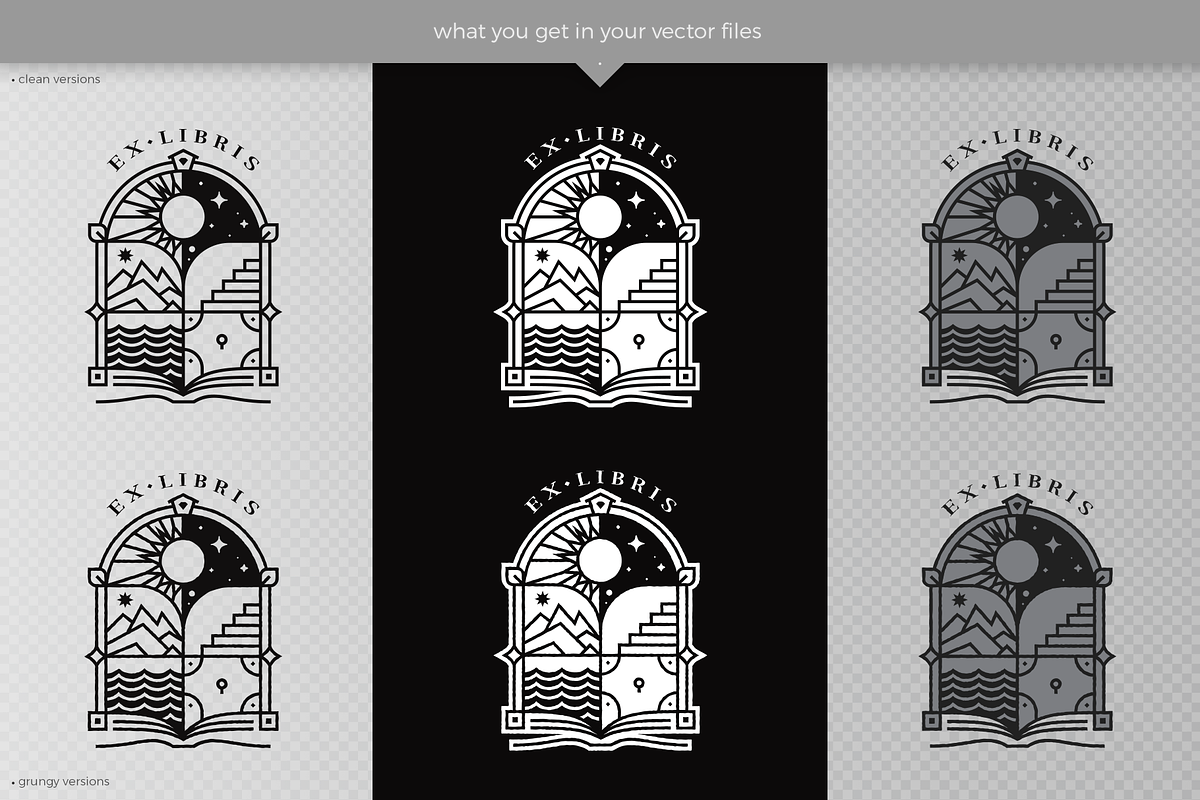 Ex Libris Bookplate Window Vector, an Education Illustration by Tovarkovdesign (Photo 2 of 5)