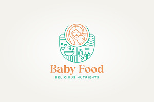 healthy baby food line art icon logo, a Branding & Logo Template by Blazybone