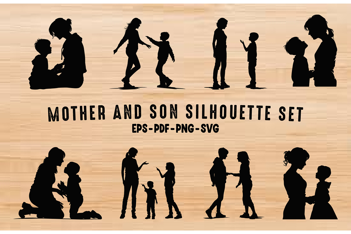 Mother and Child Silhouette Set, a Person Illustration by Gfx Expert Team (Photo 1 of 3)