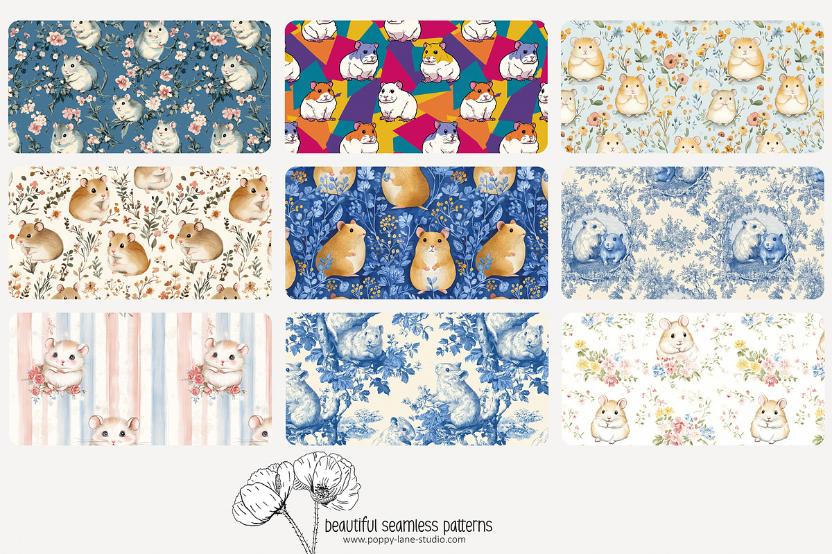 80 hamster seamless pattern, a Pattern Graphic by Poppy Lane Studio