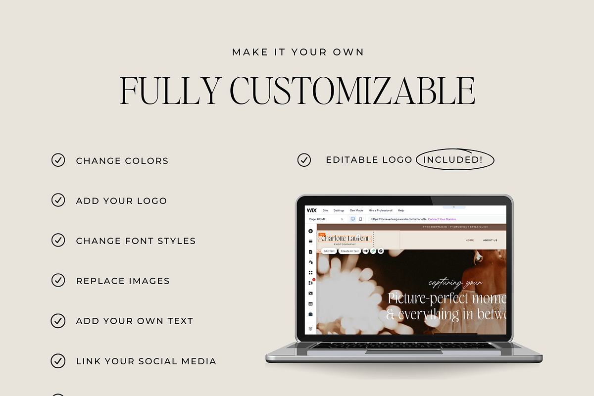 Website Template for Photographers, a Wix Template by Ton Rêve Design Studio (Photo 2 of 8)