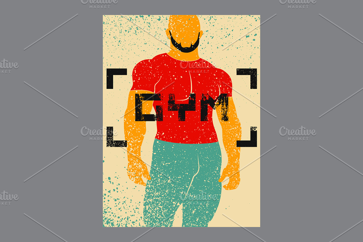 I Love Gym. Grunge vector set., a Person Illustration by PoPaShop (Photo 6 of 9)