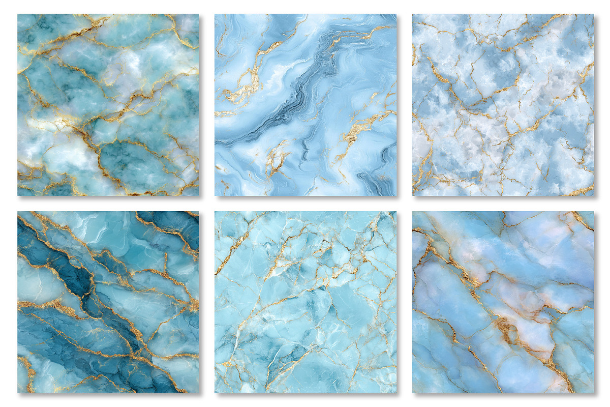 Sky Blue Gold Marble Digital Papers, a Texture Graphic by Dream Creation (Photo 3 of 6)