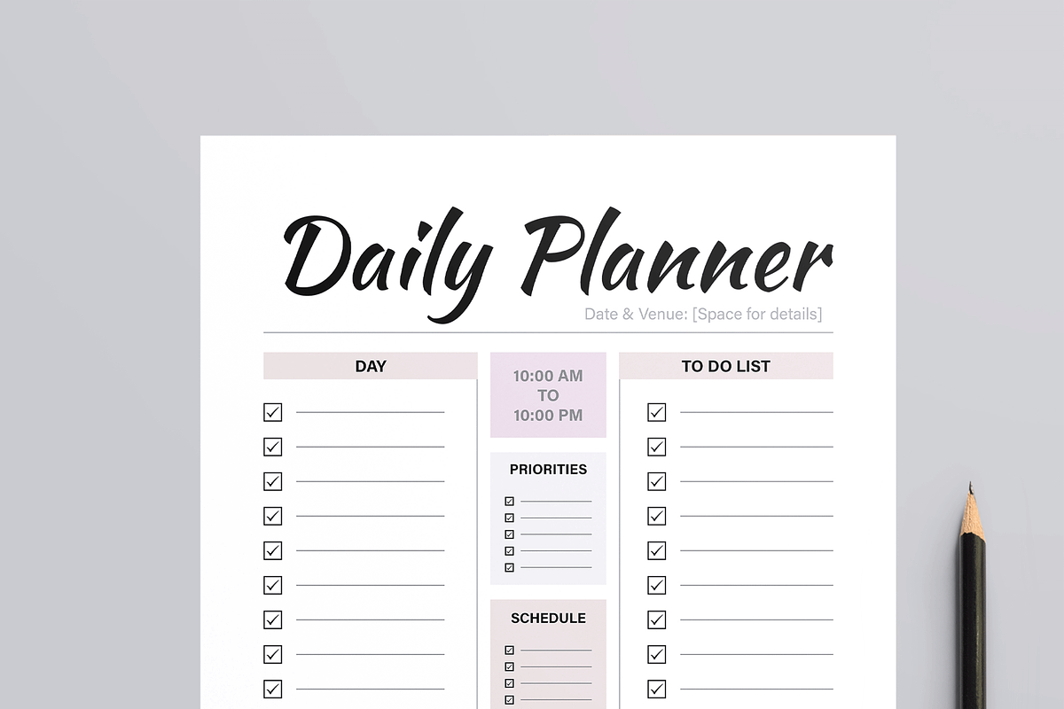 Daily Planner Design Template, a Stationery Template by MightyDesign (Photo 2 of 6)