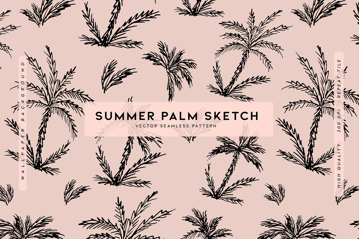Summer Palm Sketch, a Wallpaper Graphic by MalyskaStudio (Photo 1 of 12)