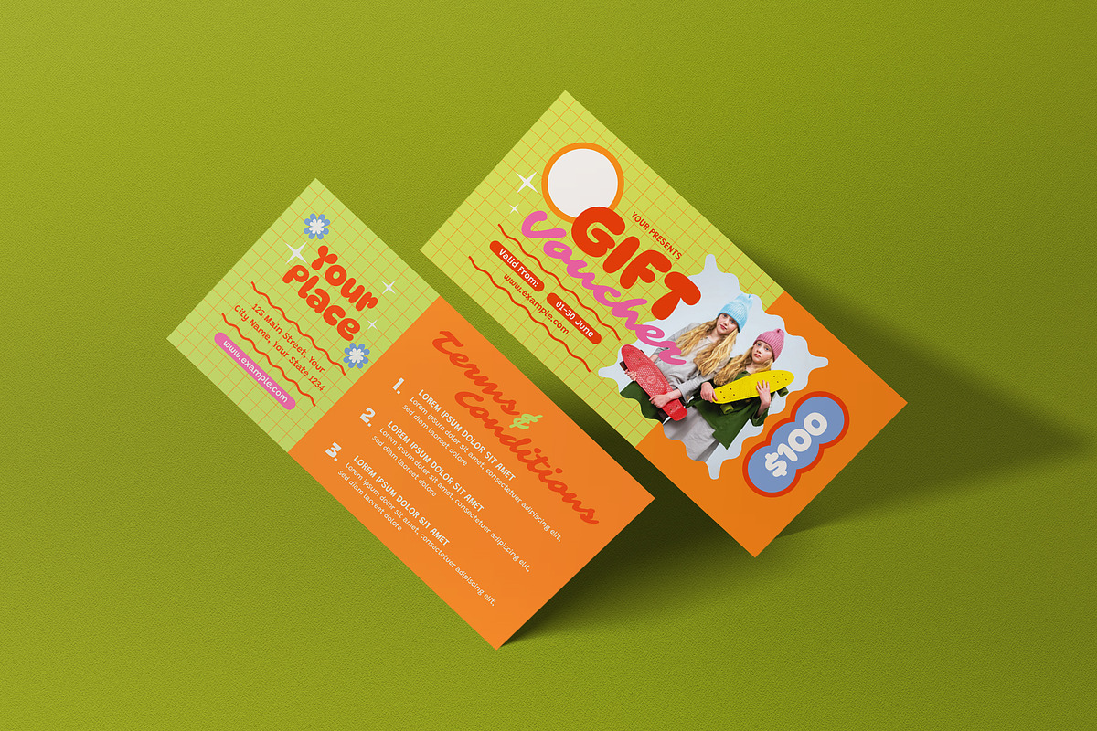 Green Kitschy Gift Voucher, a Card Template by graphicook (Photo 3 of 3)