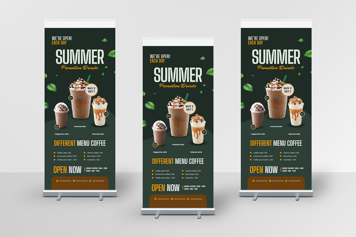 Coffeeshop Promotion Roll Up Banner, a Print Template by Annora Studio (Photo 1 of 5)