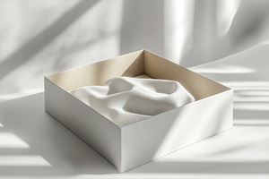 White box with soft fabric interior, a Background Photo by Pixeness Studio