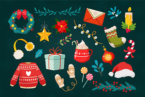 Christmas elements set, an Object Illustration by Elen_Art