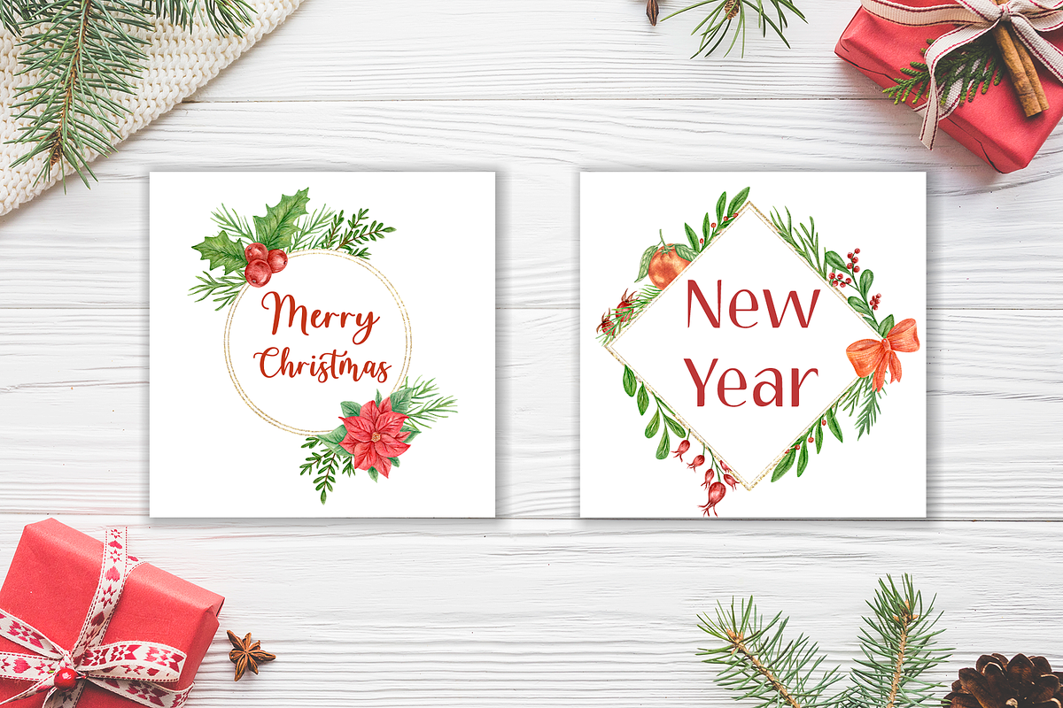 Christmas Decorations Watercolor Set, a Seasonal Illustration by Irina Avdeeva (Photo 6 of 13)