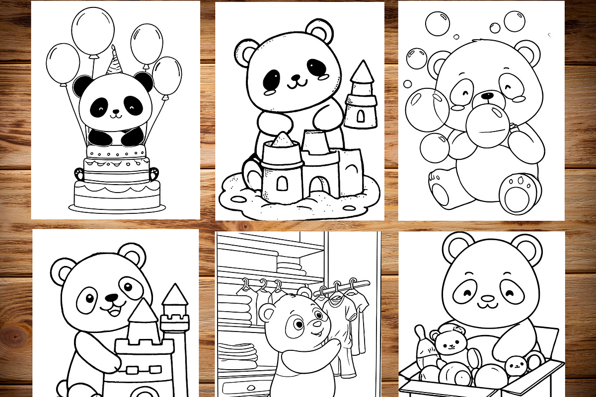 Cute Panda Daily Life Coloring Pages, a Brochure Template by LA Design (Photo 2 of 10)