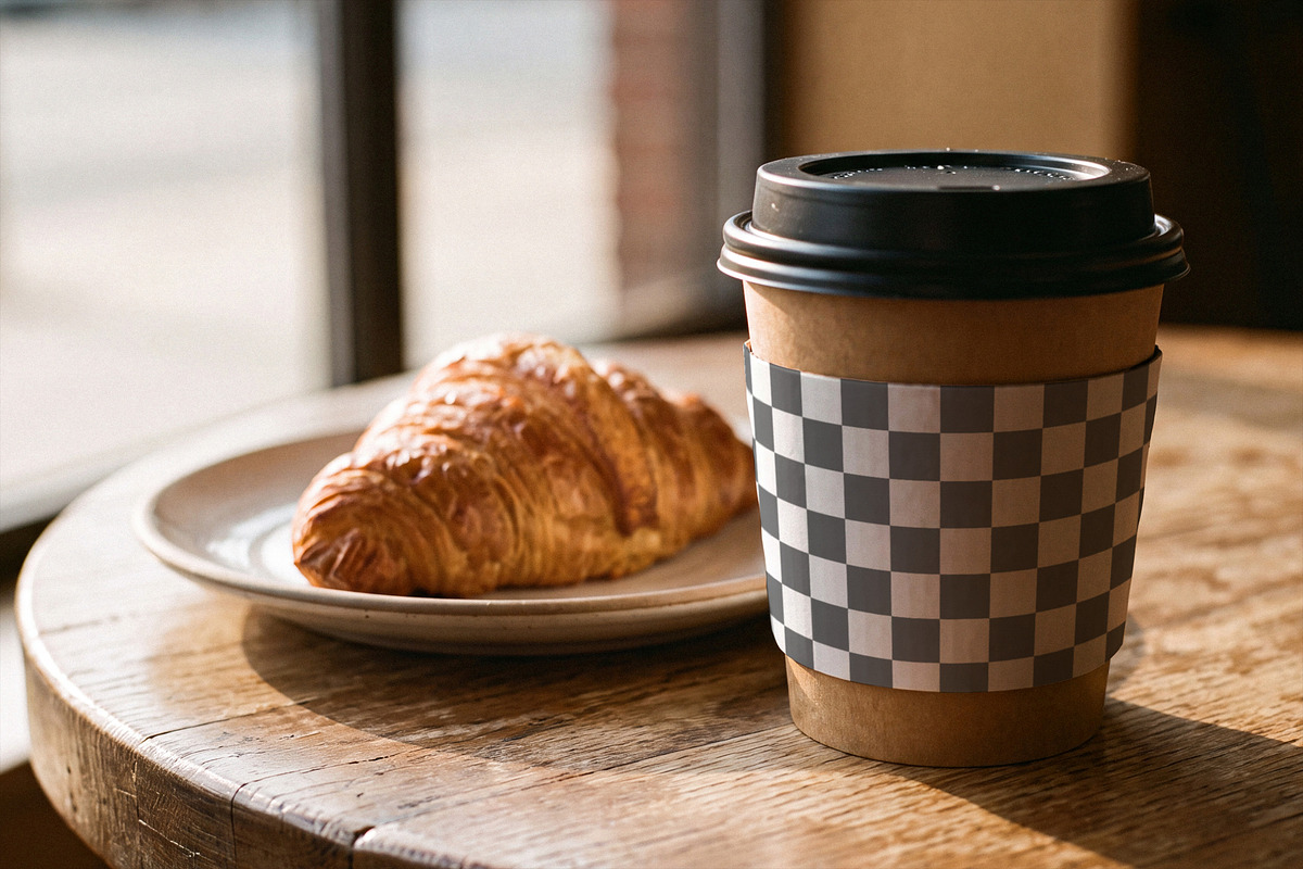Coffee Cup With Paper Sleeve Mockup, a Packaging Mockup by Designer Dude (Photo 2 of 2)