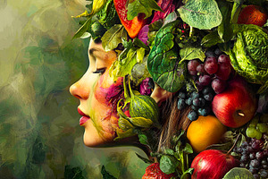 Woman’s Profile with Fruit and Vegetables, a Person Photo by Ales Munt