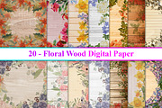 Floral Wood Digital Paper, a Texture Graphic by Digital Studio (Thumbnail 1 of 3)