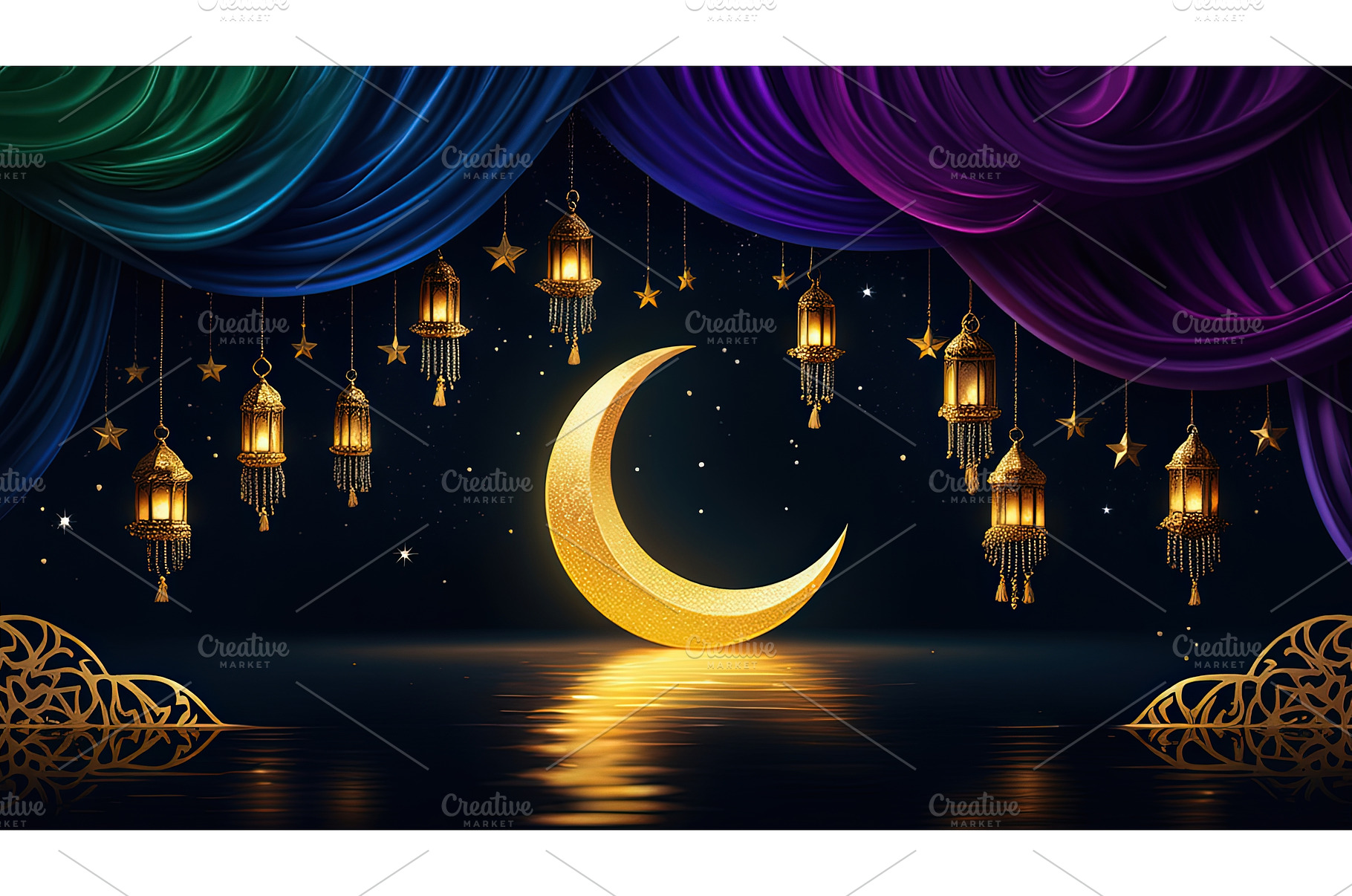 Ramadan Golden Crescent Stage, a Holiday Photo by piter.goskov