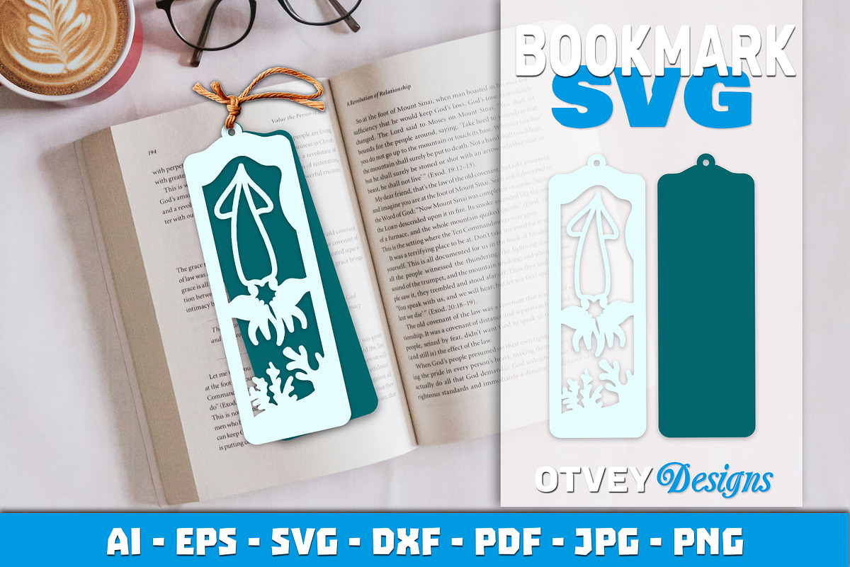 Sea Animals Bookmark Paper Cut, an Animal Illustration by OTVEY DESIGN (Photo 11 of 13)