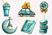 Teal Birthday Sublimation Clipart, an Illustration by Dream Creation (Thumbnail 6 of 7)