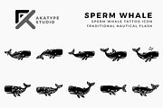 Sperm Whale Tattoo Icon, a Solid Icon by Akatype Studio (Thumbnail 1 of 3)