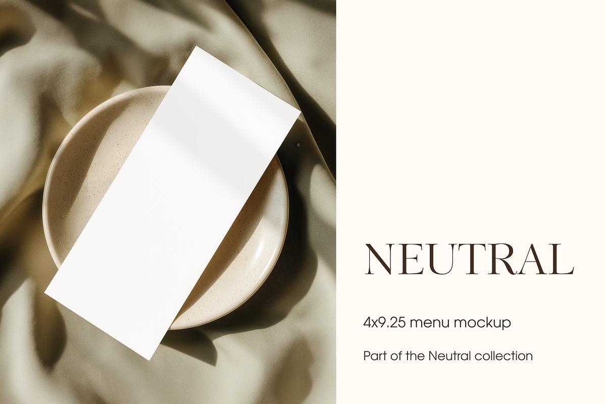Neutral Menu Card Mockup 4x9.25, a Product Mockup by Serenefeeling (Photo 1 of 6)