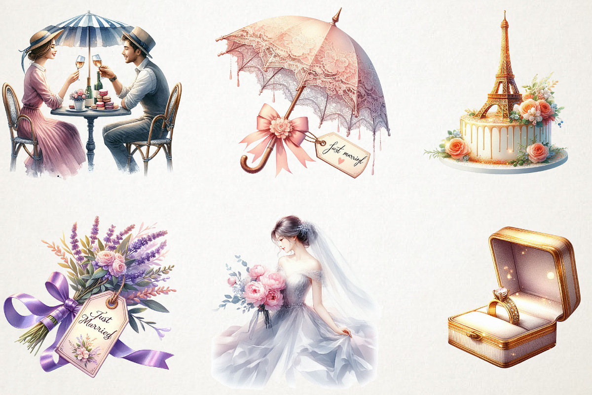 Parisian Just Married Clipart, an Illustration by RobertsArt (Photo 5 of 7)